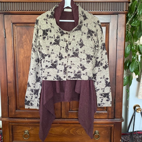 Anthropologie Sleeping On Snow Cozy Times Two sweater double layer gorgeous - Picture 2 of 16